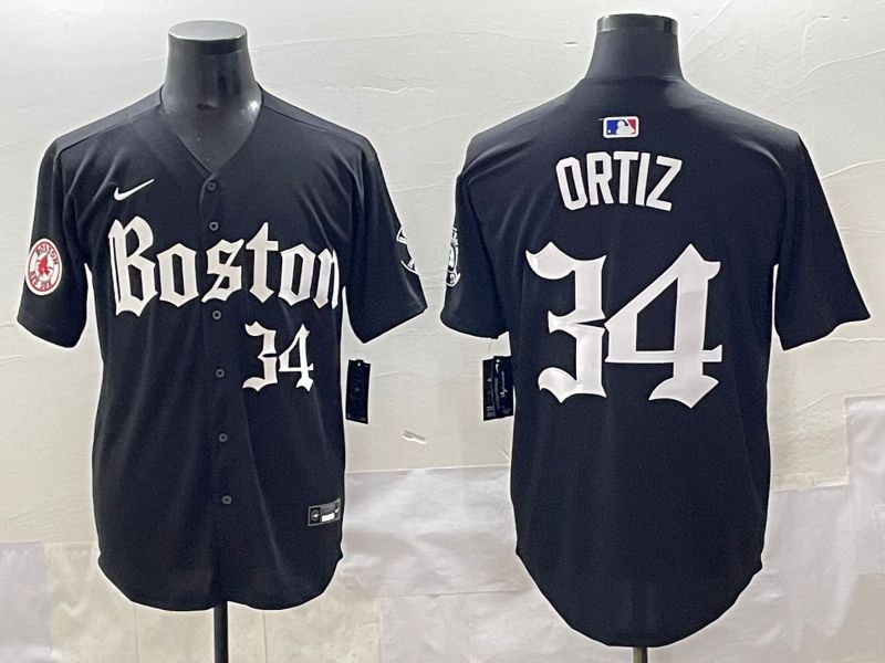 Men 2025 Boston Red Sox #34 Ortiz Black Five generations Joint Name Nike MLB Jersey style 13->boston red sox->MLB Jersey